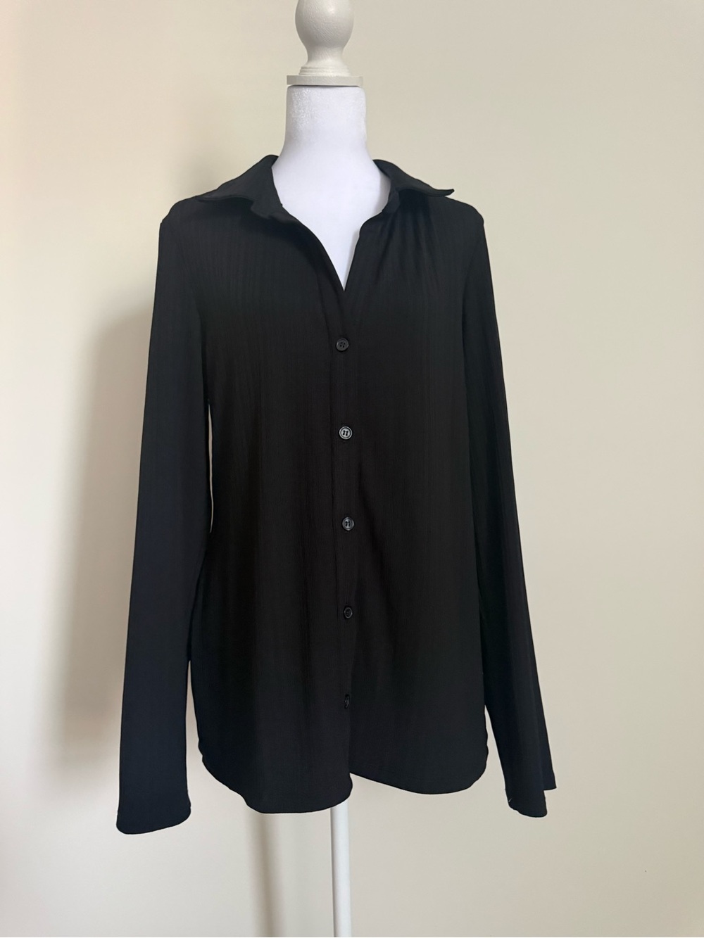 Sanctuary Black Long-Sleeve Button Front Blouse XXL